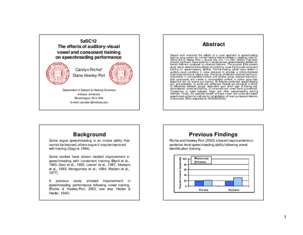 (PDF) The effects of auditory‐visual vowel and consonant training on ...