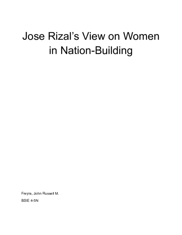 (PDF) Jose Rizal’s View on Women in Nation-Building