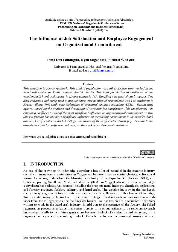 (PDF) The Influence of Job Satisfaction and Employee Engagement on ...
