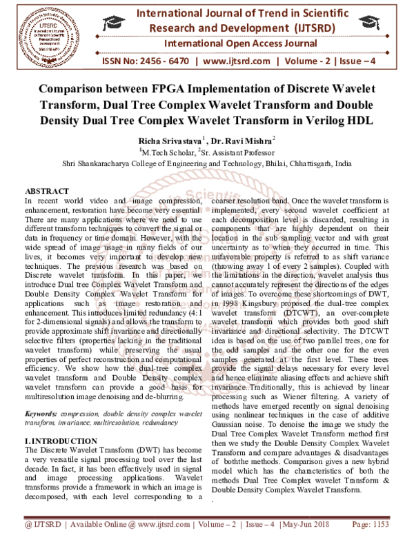 (PDF) Comparison between FPGA Implementation of Discrete Wavelet ...