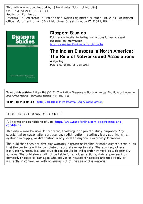 (PDF) The Indian Diaspora in North America: The Role of Networks and ...