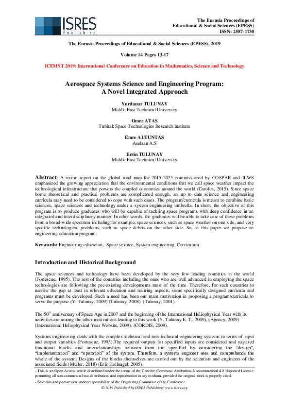 (PDF) Aerospace Systems Science and Engineering Program: A Novel ...