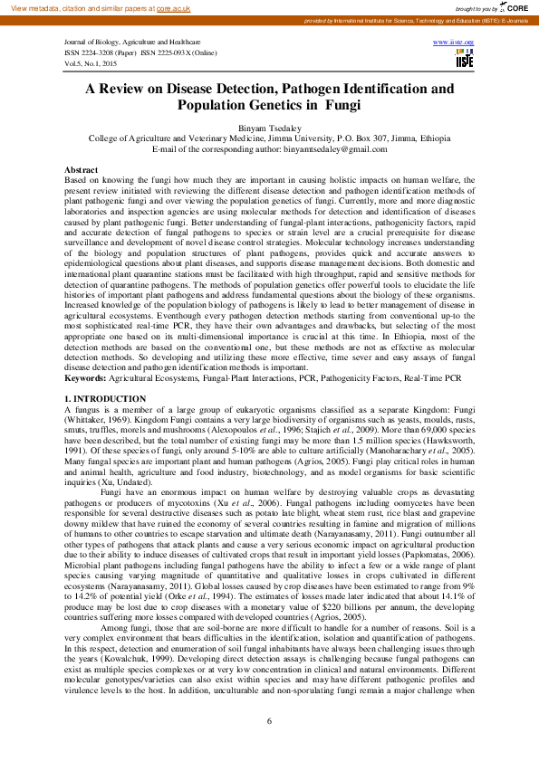 (PDF) A Review on Disease Detection, Pathogen Identification and ...