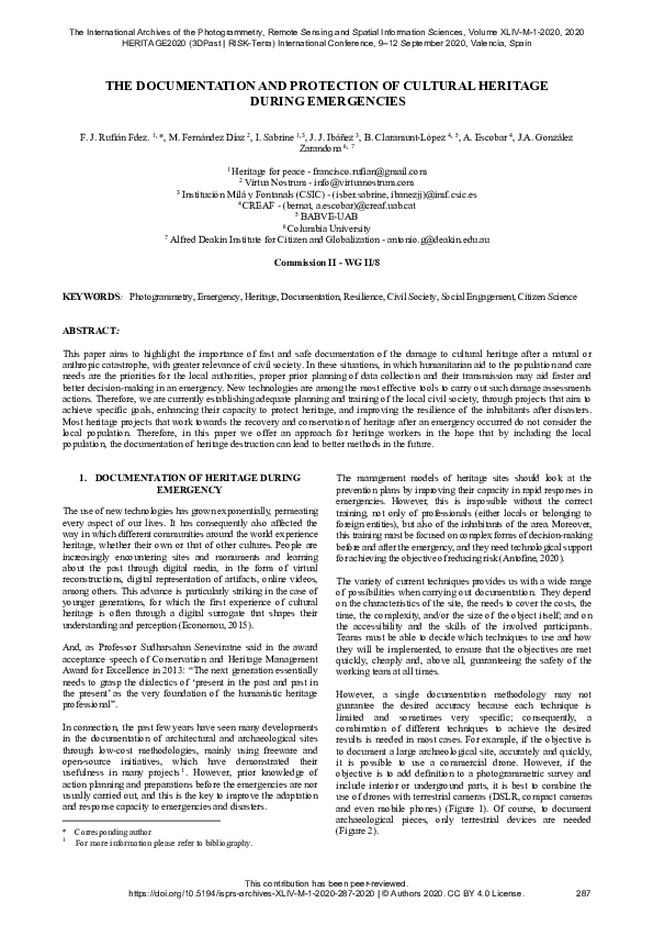 (PDF) The Documentation and Protection of Cultural Heritage During ...