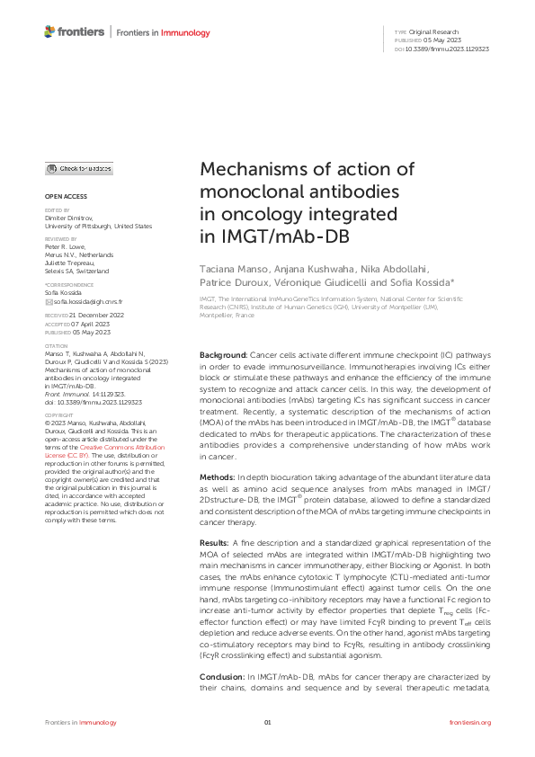 (PDF) Mechanisms of action of monoclonal antibodies in oncology ...