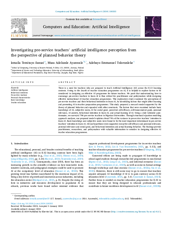 (PDF) Investigating pre-service teachers’ artificial intelligence ...