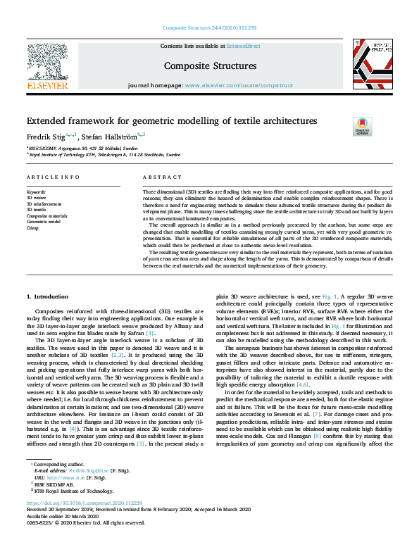 (PDF) Extended framework for geometric modelling of textile architectures