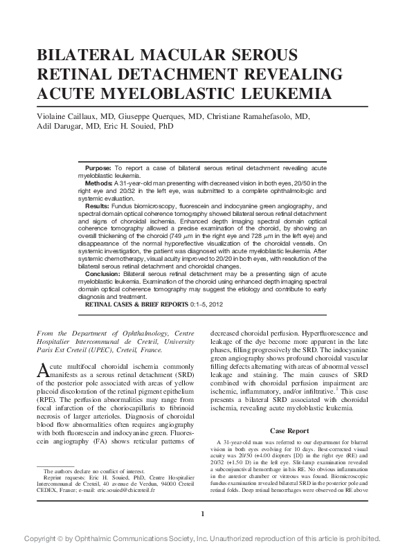 (PDF) Bilateral Macular Serous Retinal Detachment Revealing Acute ...