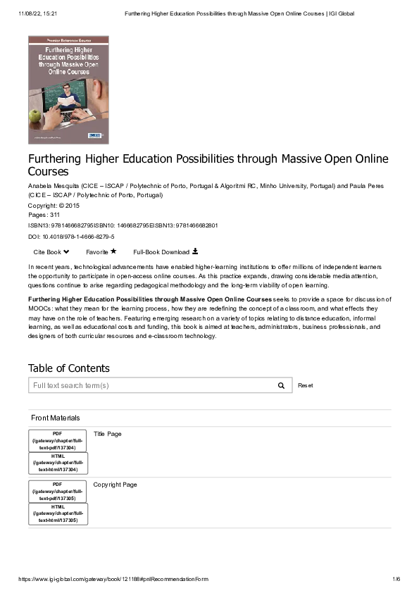 (PDF) Furthering Higher Education Possibilities through Massive Open ...