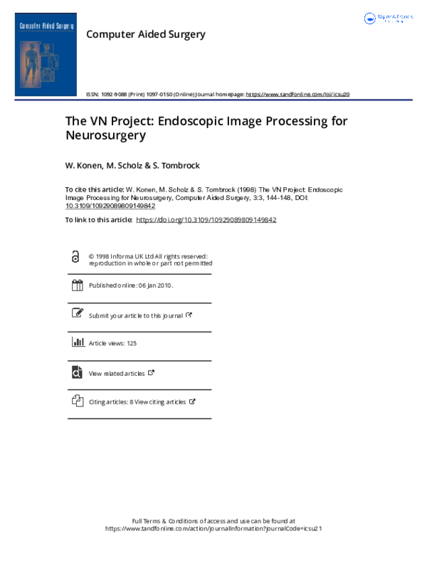 (PDF) The VN Project: Endoscopic Image Processing for Neurosurgery