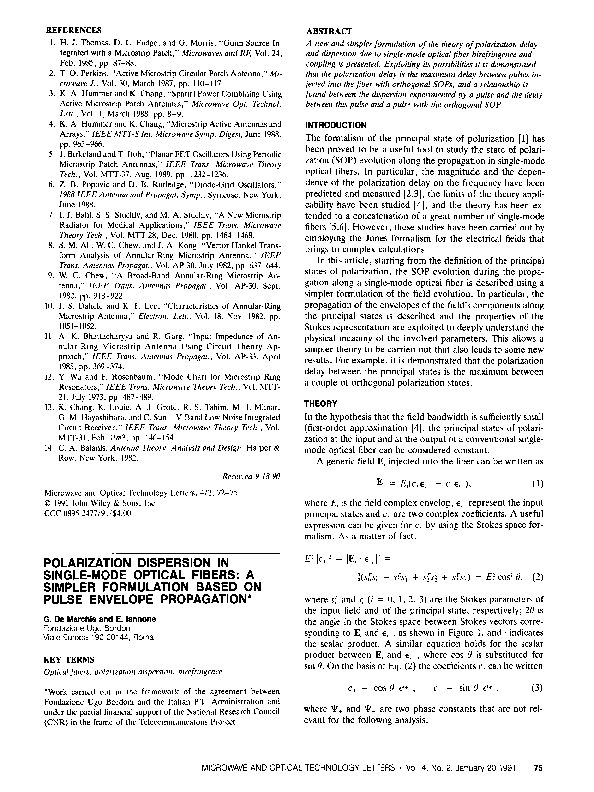 (PDF) Polarization dispersion in single-mode optical fibers: A simpler ...