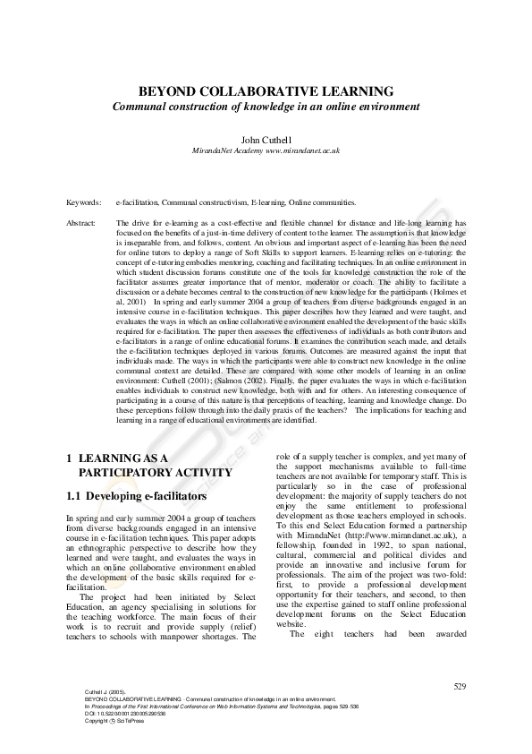 (PDF) Beyond Collaborative Learning: Communal Construction of Knowledge ...