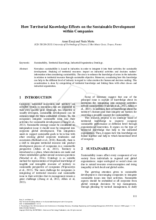 (PDF) How Territorial Knowledge Effects on the Sustainable Development ...