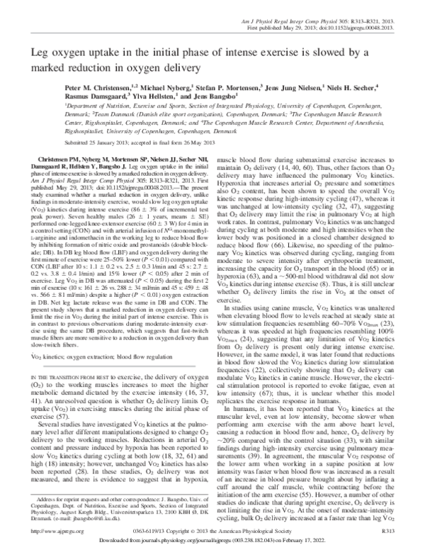 (PDF) Leg oxygen uptake in the initial phase of intense exercise is ...