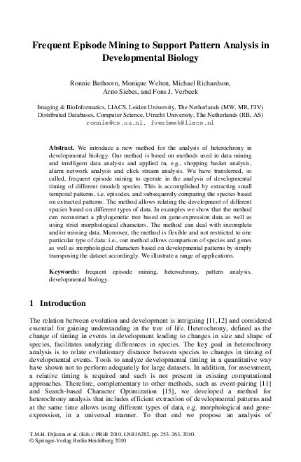 (PDF) Frequent Episode Mining to Support Pattern Analysis in ...