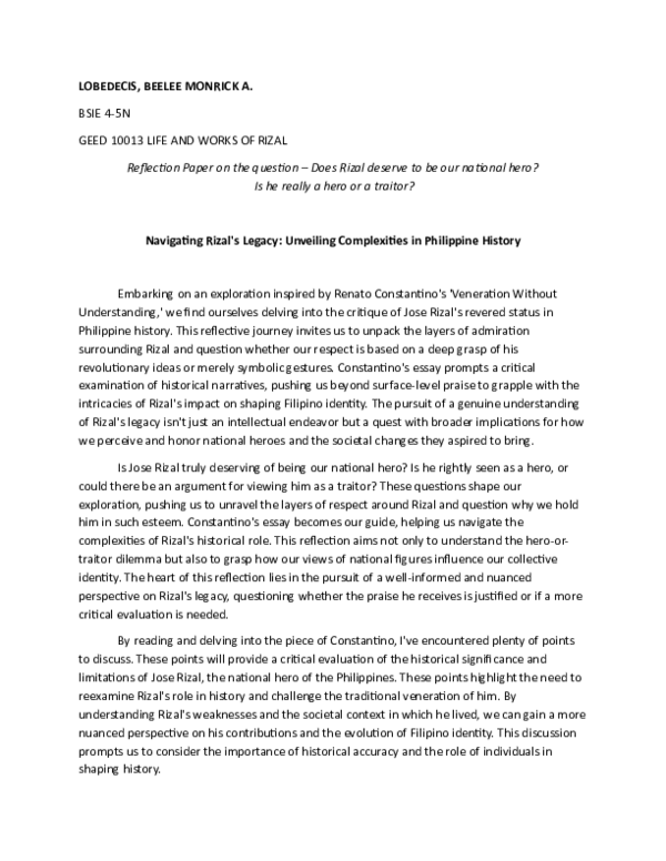 (PDF) Navigating Rizal's Legacy: Unveiling Complexities in Philippine ...