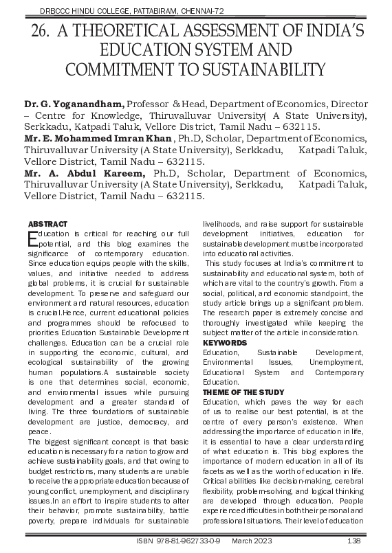 (PDF) A Theoretical Assessment of India's Education System and ...