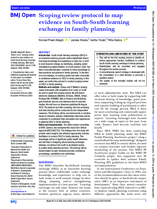 (PDF) Scoping review protocol to map evidence on South-South learning ...