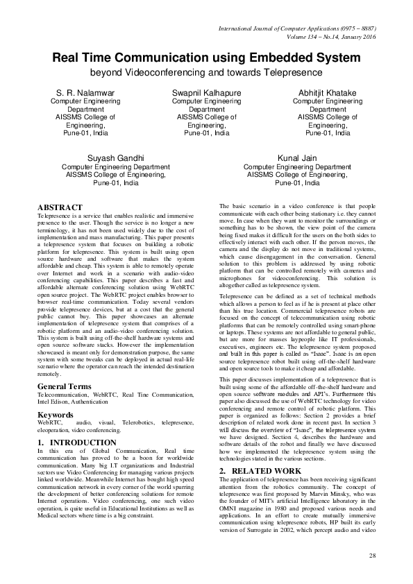 (PDF) Real Time Communication using Embedded System beyond ...