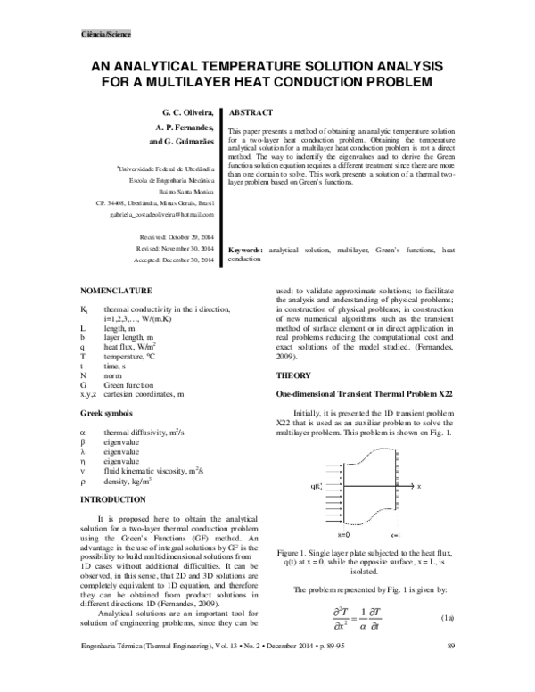(PDF) An Analytical Temperature Solution Analysis for a Multilayer Heat ...