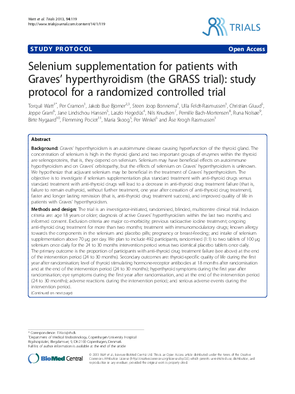 (PDF) Selenium supplementation for patients with Graves hyperthyroidism ...
