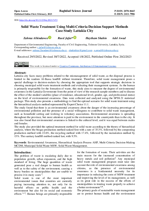 (PDF) Solid Waste Treatment Using Multi-Criteria Decision Support ...