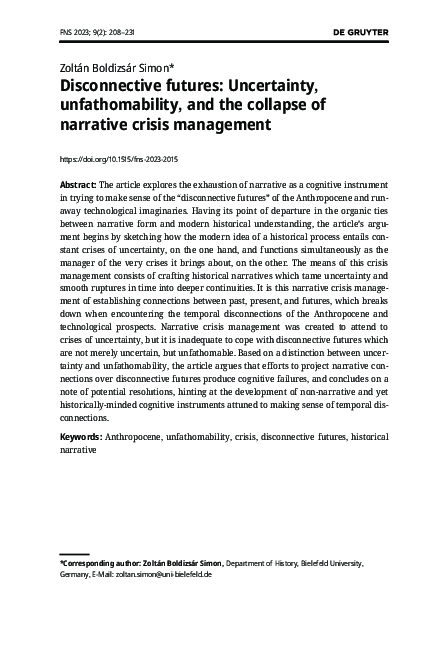 (PDF) Disconnective futures: Uncertainty, unfathomability, and the ...
