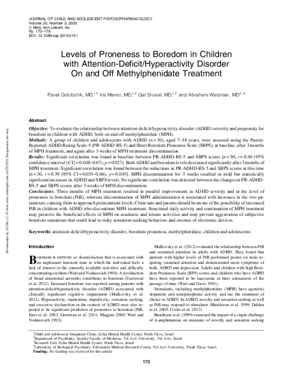 (PDF) Levels of Proneness to Boredom in Children with Attention-Deficit ...