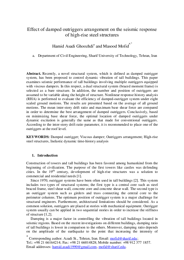 (PDF) Effect of damped outriggers arrangement on the seismic response ...
