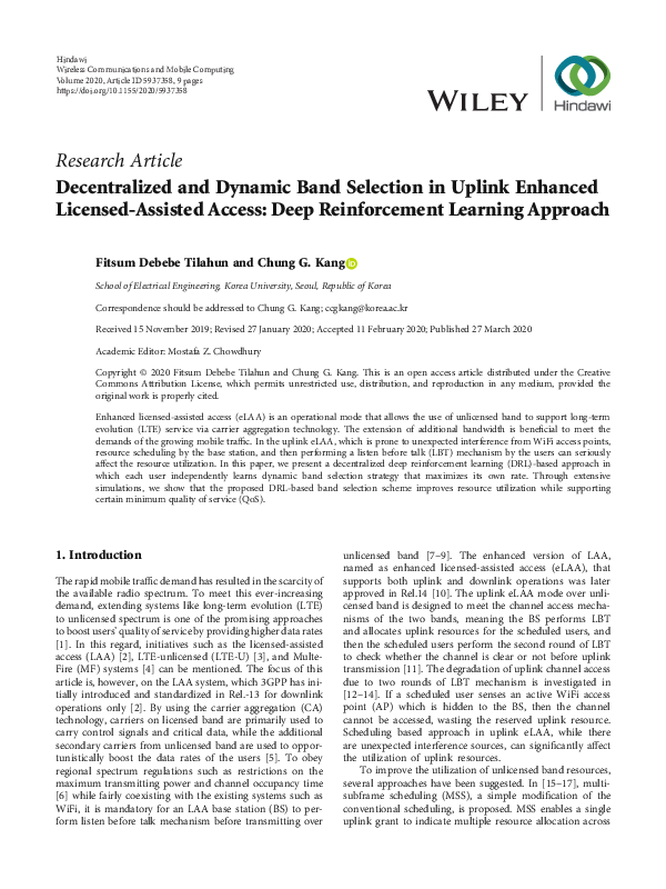 (PDF) Decentralized and Dynamic Band Selection in Uplink Enhanced ...