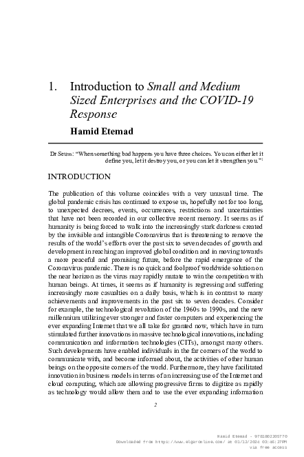(PDF) Introduction to Small and Medium Sized Enterprises and the COVID ...