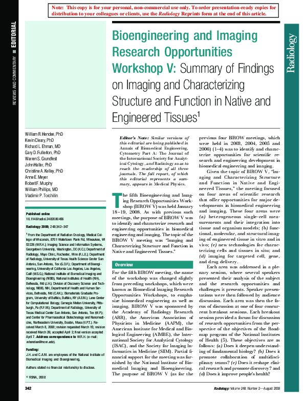 (PDF) Bioengineering and Imaging Research Opportunities Workshop V ...