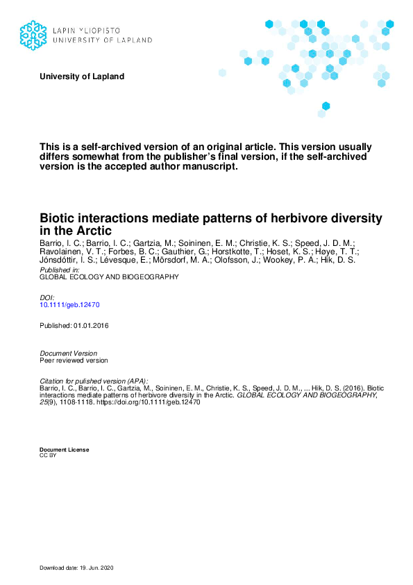 (PDF) Biotic interactions mediate patterns of herbivore diversity in ...