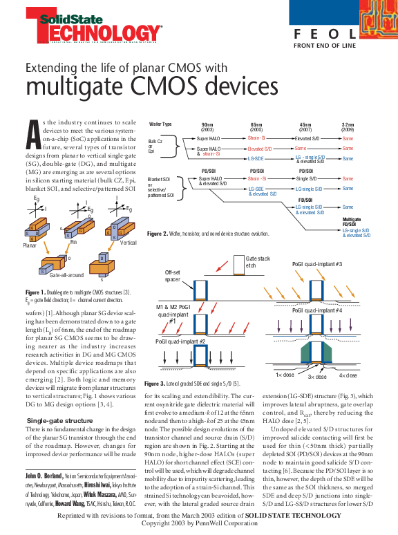 (PDF) Extending the life of planar CMOS with multigate CMOS devices