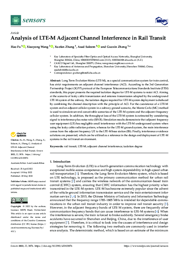 (PDF) Analysis of LTE-M Adjacent Channel Interference in Rail Transit