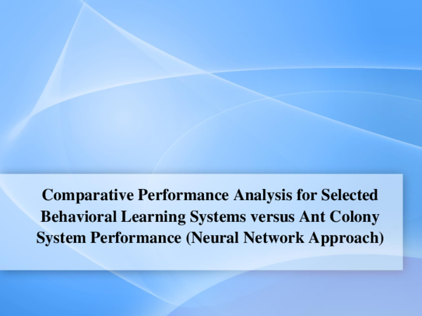 (PDF) Comparative Performance Analysis for Selected Behavioral Learning ...