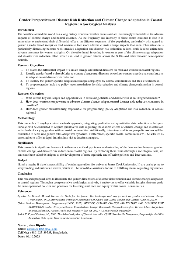 (PDF) Gender Perspectives on Disaster Risk Reduction and Climate Change ...