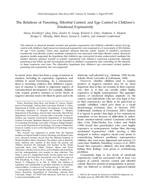 (PDF) The Relations of Parenting, Effortful Control, and Ego Control to ...