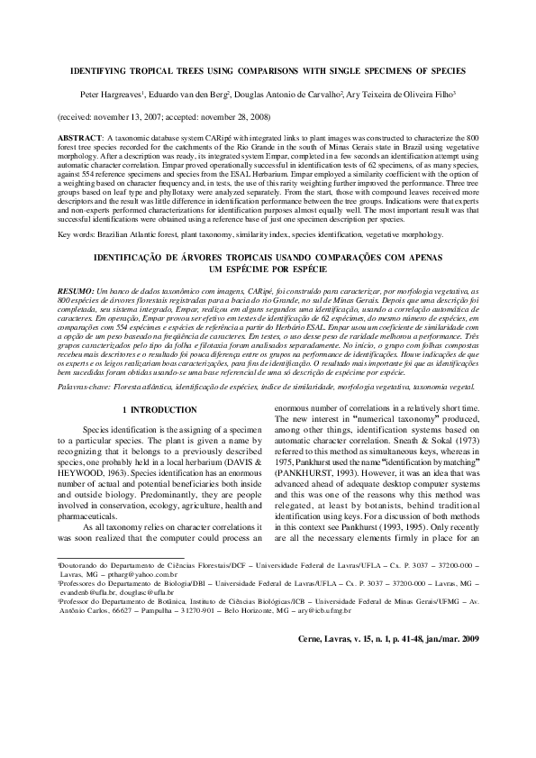(PDF) Identifying Tropical Trees Using Comparisons with Single ...