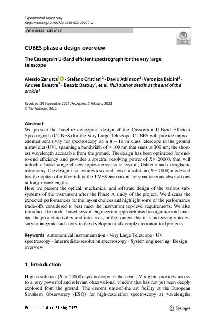 (PDF) CUBES phase a design overview