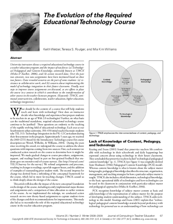 (PDF) The Evolution of the Required Educational Technology Course