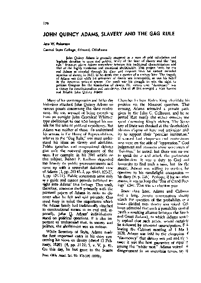 (PDF) John Quincy Adams, Slavery and the Gag Rule