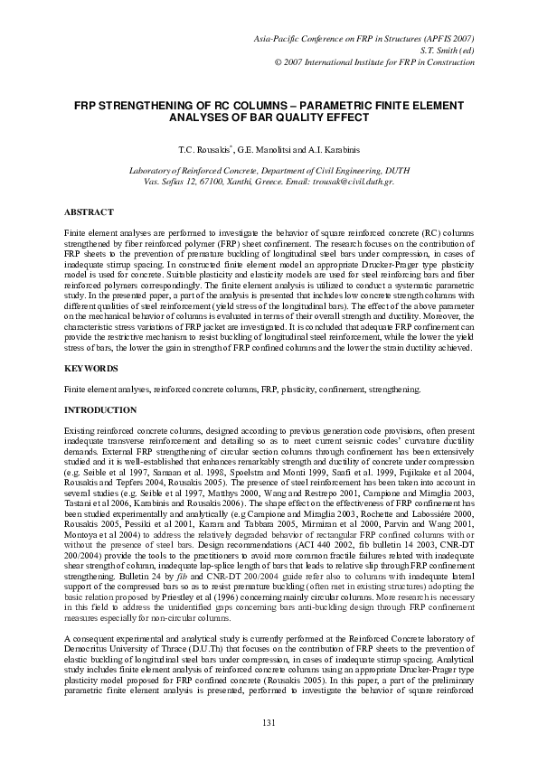 (PDF) FRP Strengthening of RC Columns–Parametric Finite Element ...