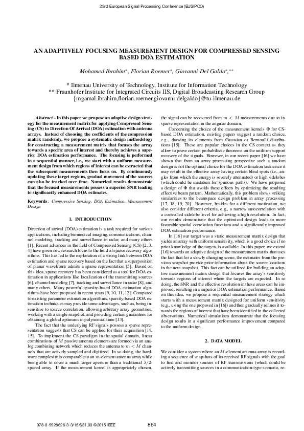 (PDF) An adaptively focusing measurement design for compressed sensing ...