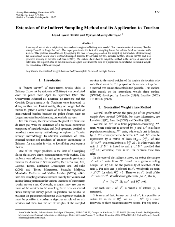(PDF) Extension of the Indirect Sampling Method and its Application to ...