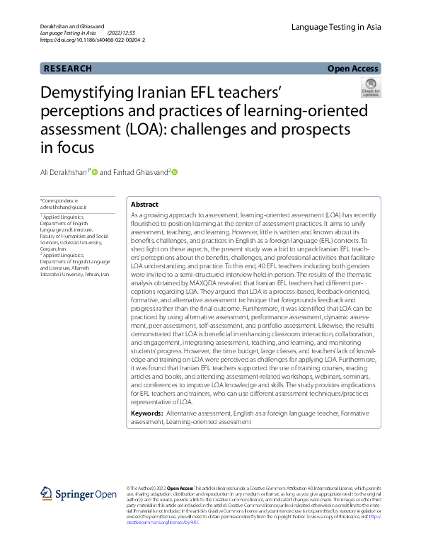 (PDF) Demystifying Iranian EFL teachers’ perceptions and practices of ...