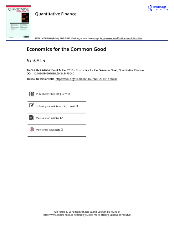 (PDF) Economics for the Common Good