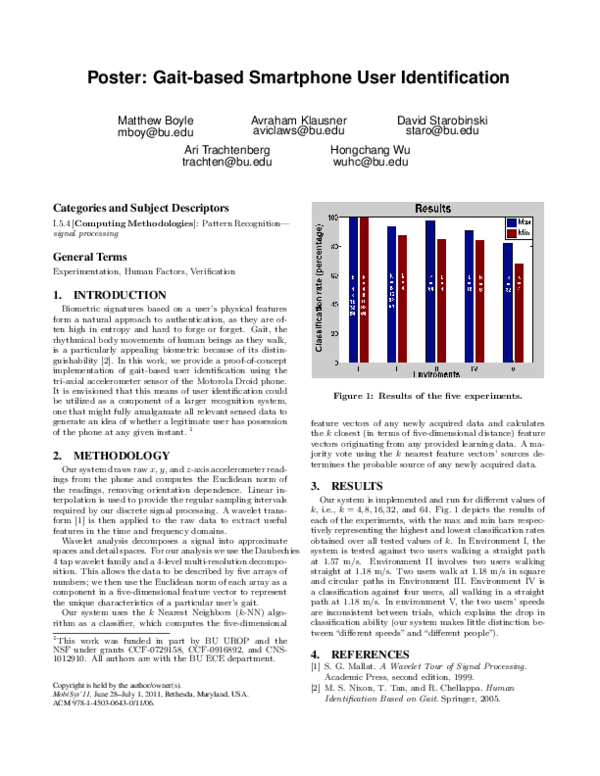 (PDF) Poster: gait-based smartphone user identification