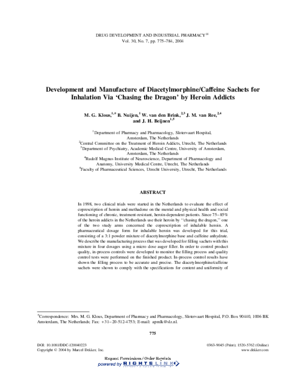 (PDF) Development and Manufacture of Diacetylmorphine/Caffeine Sachets ...