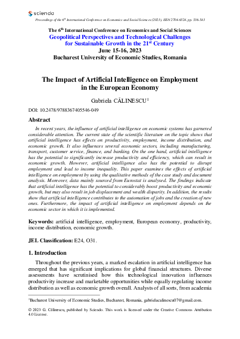 (PDF) The Impact of Artificial Intelligence on Employment in the ...